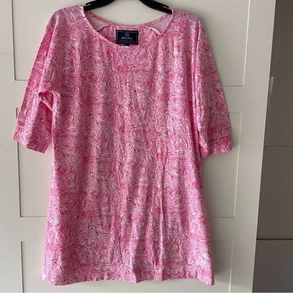 Lauren James pink feather print shift dress barbiecore 30019 - Picture 2 of 7